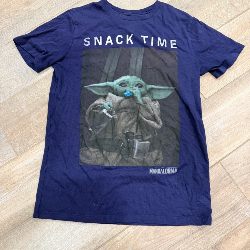 Old Navy Star Wars The Mandalorian Grogu Snack Time Navy Graphic Tee Kids XL